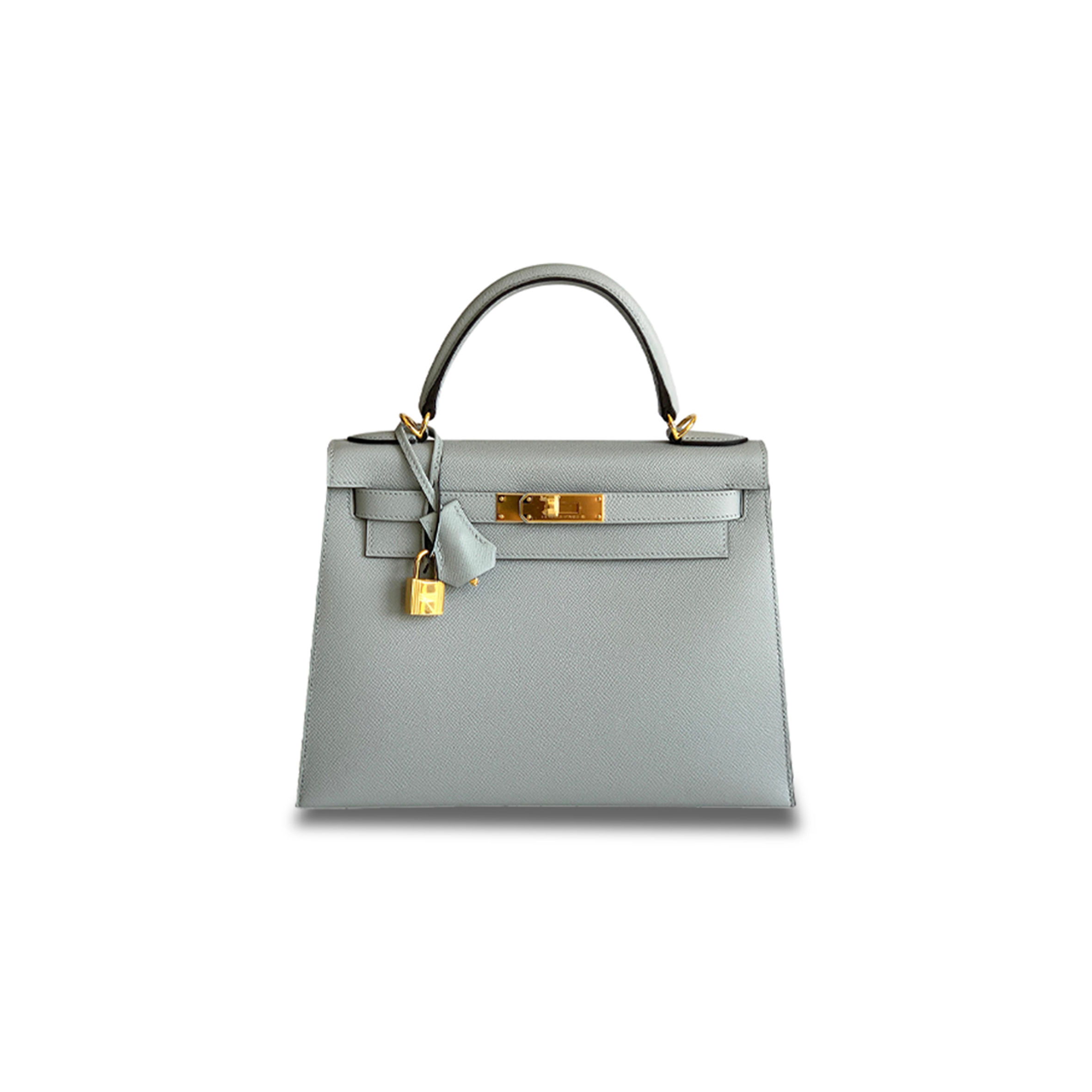 HERMÈS KELLY 25 EPSOM LEATHER LINEN BLUE GOLD BUCKLE (25*17*7cm)